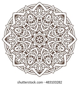 Mandala For Painting. Vector Ethnic Oriental Circle Ornament. Great for Coloring Book