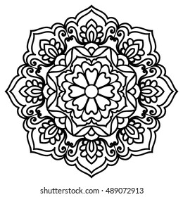 Mandala For Painting. Vector Ethnic Oriental Circle Ornament. Great for Antistress Coloring Book, Artmeditation.