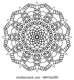 Mandala For Painting. Vector Ethnic Oriental Circle Ornament. Great for Antistress Coloring Book, Artmeditation.