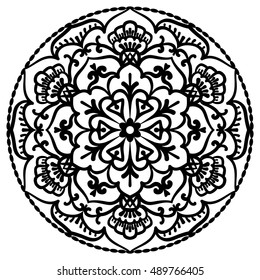 Mandala For Painting. Vector Ethnic Oriental Circle Ornament. Great for Antistress Coloring Book, Artmeditation.