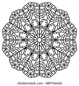 Mandala For Painting. Vector Ethnic Oriental Circle Ornament. Great for Antistress Coloring Book, Artmeditation.