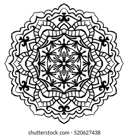 Mandala For Painting. Vector Ethnic Oriental Circle Ornament. Great for Antistress Coloring Book, Artmeditation.