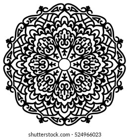 Mandala For Painting. Vector Ethnic Oriental Circle Ornament. Great for Antistress Coloring Book, Artmeditation.