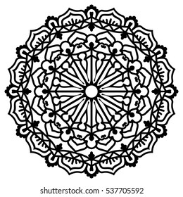 Mandala For Painting. Vector Ethnic Oriental Circle Ornament. Great for Antistress Coloring Book, Artmeditation.