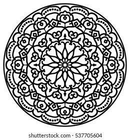 Mandala For Painting. Vector Ethnic Oriental Circle Ornament. Great for Antistress Coloring Book, Artmeditation.