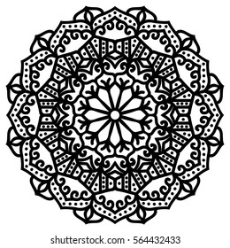 Mandala For Painting. Vector Ethnic Oriental Circle Ornament. Great for Antistress Coloring Book, Artmeditation