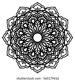 Mandala For Painting. Vector Ethnic Oriental Circle Ornament. Great for Antistress Coloring Book, Artmeditation.