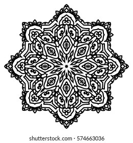 Mandala For Painting. Vector Ethnic Oriental Circle Ornament. Great for Antistress Coloring Book, Artmeditation.