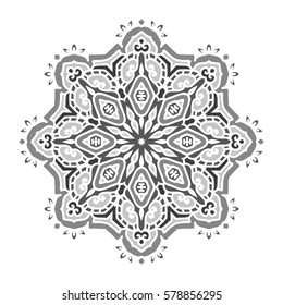 Mandala For Painting. Vector Ethnic Oriental Circle Ornament. Great for Anti stress Coloring Book, Art meditation.