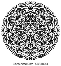 Mandala For Painting. Vector Ethnic Oriental Circle Ornament. Great for Antistress Coloring Book, Artmeditation.