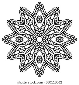Mandala For Painting. Vector Ethnic Oriental Circle Ornament. Great for Antistress Coloring Book, Artmeditation.