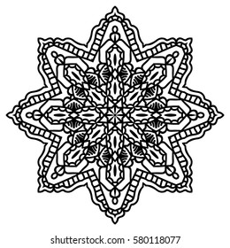 Mandala For Painting. Vector Ethnic Oriental Circle Ornament. Great for Antistress Coloring Book, Artmeditation.