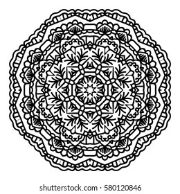 Mandala For Painting. Vector Ethnic Oriental Circle Ornament. Great for Antistress Coloring Book, Artmeditation.