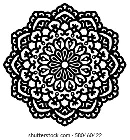 Mandala For Painting. Vector Ethnic Oriental Circle Ornament. Great for Antistress Coloring Book, Artmeditation.