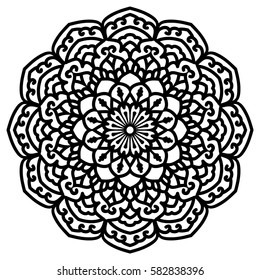 Mandala For Painting. Vector Ethnic Oriental Circle Ornament. Great for Antistress Coloring Book, Artmeditation.