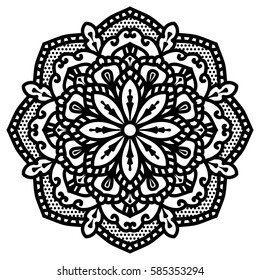 Mandala For Painting. Vector Ethnic Oriental Circle Ornament. Great for Antistress Coloring Book, Artmeditation.