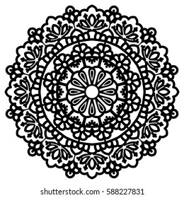 Mandala For Painting. Vector Ethnic Oriental Circle Ornament. Great for Antistress Coloring Book, Artmeditation.
