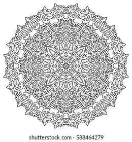 Mandala For Painting. Vector Ethnic Oriental Circle Ornament. Great for Antistress Coloring Book, Artmeditation.