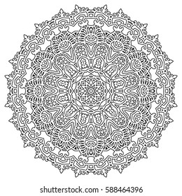 Mandala For Painting. Vector Ethnic Oriental Circle Ornament. Great for Antistress Coloring Book, Artmeditation.
