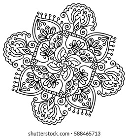 Mandala For Painting. Vector Ethnic Oriental Circle Ornament. Great for Antistress Coloring Book, Artmeditation.