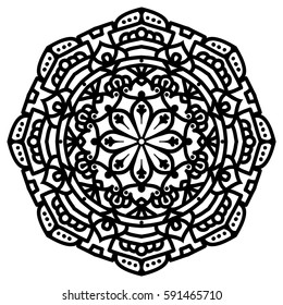 Mandala For Painting. Vector Ethnic Oriental Circle Ornament. Great for Antistress Coloring Book, Artmeditation.