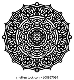 Mandala For Painting. Vector Ethnic Oriental Circle Ornament. Great for Antistress Coloring Book, Artmeditation.