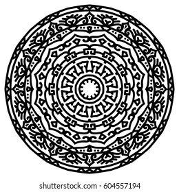 Mandala For Painting. Vector Ethnic Oriental Circle Ornament. Great for Antistress Coloring Book, Artmeditation.