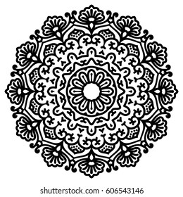 Mandala For Painting. Vector Ethnic Oriental Circle Ornament. Great for Antistress Coloring Book, Artmeditation.