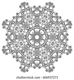Mandala For Painting. Vector Ethnic Oriental Circle Ornament. Great for Anti stress Coloring Book, Art meditation.