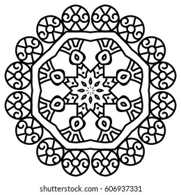 Mandala For Painting. Vector Ethnic Oriental Circle Ornament. Great for Antistress Coloring Book, Artmeditation.