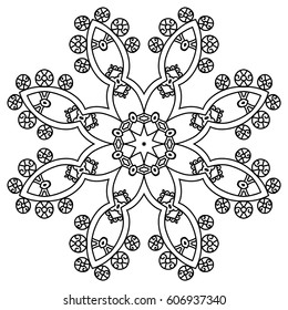 Mandala For Painting. Vector Ethnic Oriental Circle Ornament. Great for Antistress Coloring Book, Artmeditation.