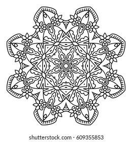 Mandala For Painting. Vector Ethnic Oriental Circle Ornament. Great for Antistress Coloring Book, Artmeditation.