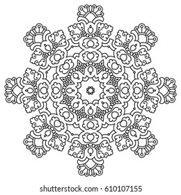 Mandala For Painting. Vector Ethnic Oriental Circle Ornament. Great for Antistress Coloring Book, Art meditation.