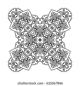 Mandala For Painting. Vector Ethnic Oriental Circle Ornament. Great for Antistress Coloring Book, Artmeditation.