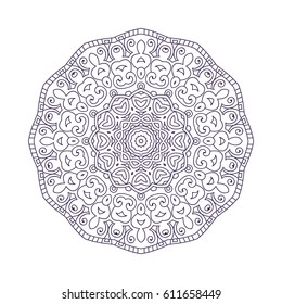 Mandala For Painting. Vector Ethnic Oriental Circle Ornament. Great for Antistress Coloring Book, Artmeditation.