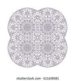 Mandala For Painting. Vector Ethnic Oriental Circle Ornament. Great for Antistress Coloring Book, Artmeditation.