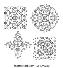 Mandala For Painting. Vector Ethnic Oriental Circle Ornament. Great for Antistress Coloring Book, Artmeditation.