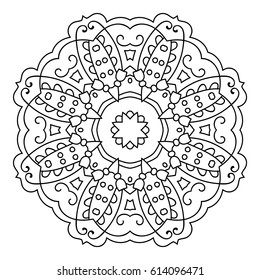 Mandala For Painting. Vector Ethnic Oriental Circle Ornament. Great for Antistress Coloring Book, Artmeditation.