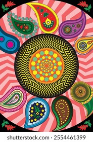 Mandala and paisley color background vector