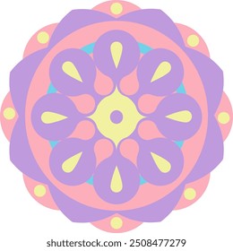 Mandala pastel color design.This design would be ideal for use in various creative projects, such as wall art, meditation aids, or decorative elements in digital and print media.