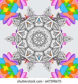 Mandala pattern. Arabic Vintage decorative ornament. Vector Mandala colored on white background. Ethnic texture. Orient, symmetry lace, meditation symbol. East, Islam, Thai, Indian, ottoman motifs.