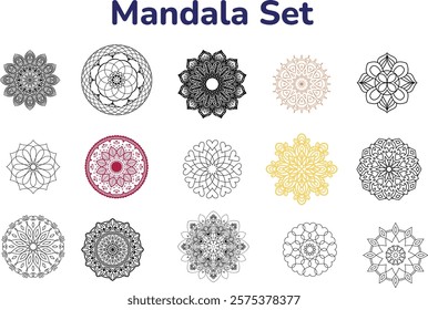 Mandala pattern art abstract flower in colorful mandalas scrubs buddhist background vector illustration