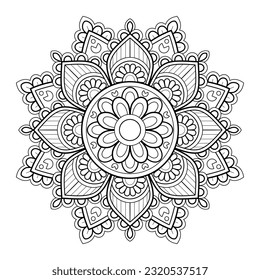 Patrón de Mandala para el arte en la pared. Coloreando la página del libro. Patrón de encaje papel pintado de Tattoo Paint shirt Stencil Sticker Design Cards Texturados .Ornamento de círculo decorativo al estilo oriental étnico