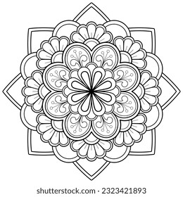 Mandala pattern for Art on the wall. Coloring book page. Lace pattern the Tattoo wallpaper Paint shirt tile Stencil Sticker Design Cards Textured .Decorative circle ornament in ethnic oriental style