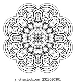 Mandala pattern for Art on the wall. Coloring book page. Lace pattern the Tattoo wallpaper Paint shirt tile Stencil Sticker Design Cards Textured .Decorative circle ornament in ethnic oriental style