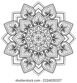 Mandala pattern for Art on the wall. Coloring book page. Lace pattern the Tattoo wallpaper Paint shirt tile Stencil Sticker Design Cards Textured .Decorative circle ornament in ethnic oriental style