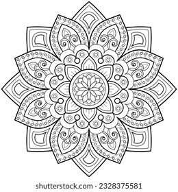 Mandala pattern for Art on the wall. Coloring book page. Lace pattern the Tattoo wallpaper Paint shirt tile Stencil Sticker Design Cards Textured .Decorative circle ornament in ethnic oriental style