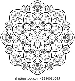 Mandala pattern for Art on the wall. Coloring book page. Lace pattern the Tattoo wallpaper Paint shirt tile Stencil Sticker Design Cards Textured .Decorative circle ornament in ethnic oriental style