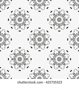 Mandala pattern. Black color. White background.