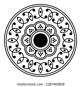 Mandala pattern black and white.